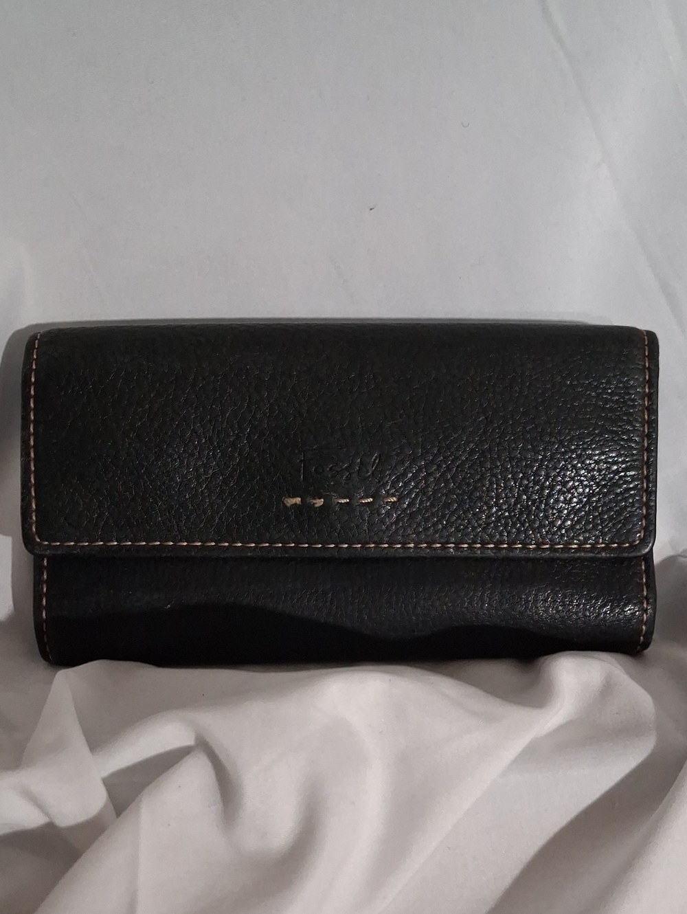 Fossil Black Pebble Leather Trifold Wallet